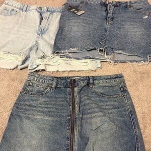 We The Free/wild fable DenimMini Skirts and primark shorts nwt